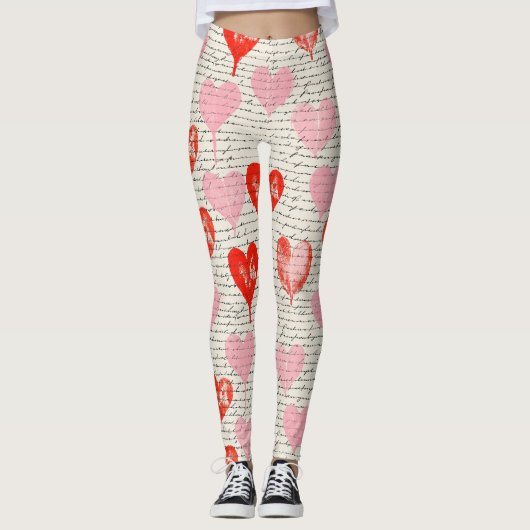 Modernes Herz Muster mit Skript-Hintergrund (5) Leggings (Vorderseite)