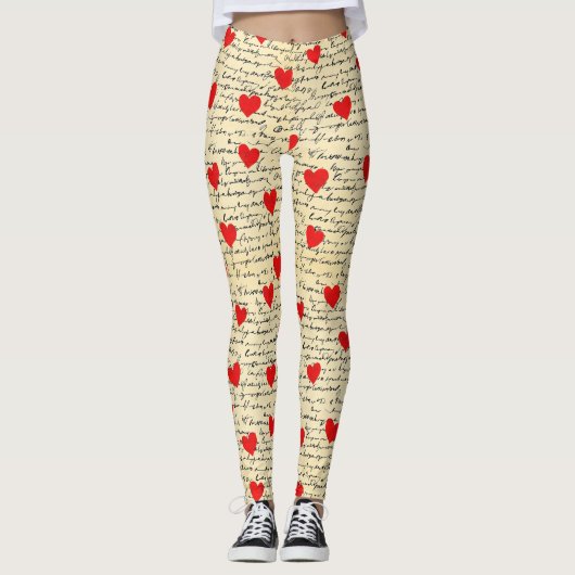 Modernes Herz Muster mit Skript-Hintergrund (6) Leggings (Vorderseite)