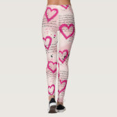 Modernes Herz Muster mit Skript-Hintergrund (8) Leggings (Rückseite)