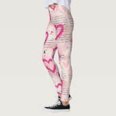 Modernes Herz Muster mit Skript-Hintergrund (8) Leggings (Links)