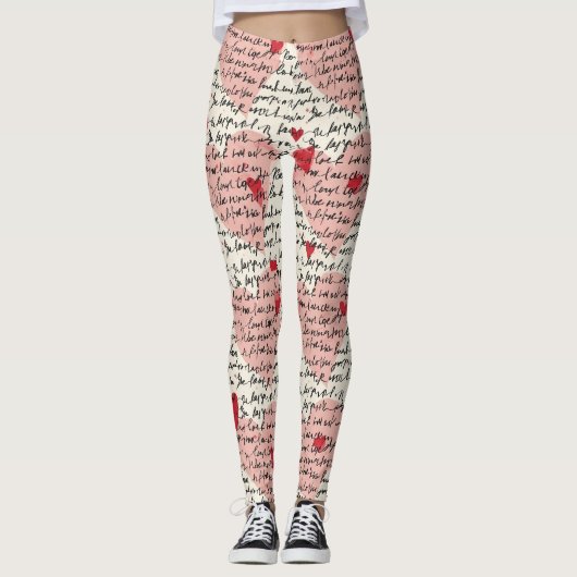 Modernes Herz Muster mit Skript-Hintergrund (9) Leggings (Vorderseite)
