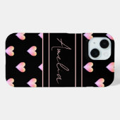 Modernes Herz Muster Schwarz Pink Personalisiert Case-Mate iPhone Hülle (Rückseite (Horizontal))