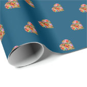 Modernes Herz-Ozean-blaues Muster Packpapier (Rolleneckpunkt)