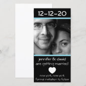 Modernes Herz rettet die Daten (blassblau) Save The Date (Vorne/Hinten)