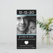 Modernes Herz rettet die Daten (blassblau) Save The Date (Stehend Vorderseite)