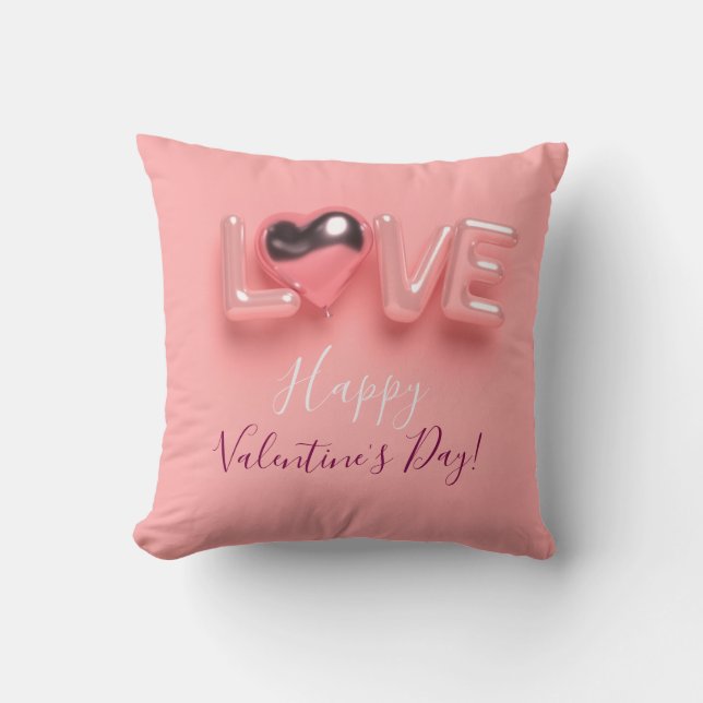 MODERNES HERZ ROSA VALENTINSTAG KISSEN (Vorderseite)
