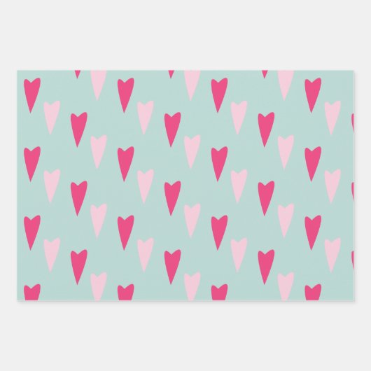 Modernes Herz rosa X- und Herz-Muster Geschenkpapier Set (Vorderseite 2)