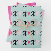 Modernes Herz rosa X- und Herz-Muster Geschenkpapier Set (Beispiel)