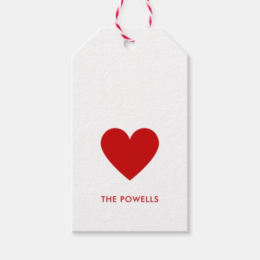 Modernes Herz Rot und Weiß Polka Dots Chic Custom Geschenkanhänger (Vorderseite)