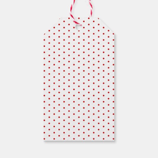 Modernes Herz Rot und Weiß Polka Dots Chic Custom Geschenkanhänger (Rückseite)