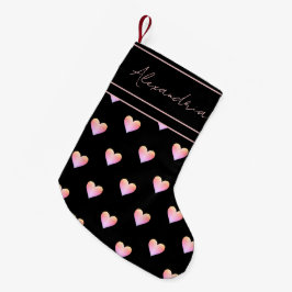 Modernes Herz Schwarz Rosa Personalisiert Kleiner Weihnachtsstrumpf