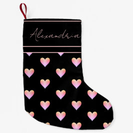 Modernes Herz Schwarz Rosa Personalisiert Kleiner Weihnachtsstrumpf