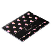 Modernes Herz Schwarz Rosa Personalisiert Notizblock (Linke Seite)