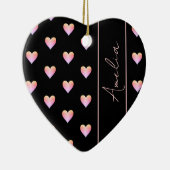 Modernes Herz Schwarz Rosa Personalisiertes Herz Keramik Ornament (Rechts)