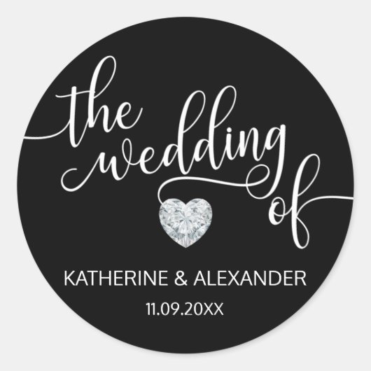 Modernes Herz Schwarz-weiß DIE WÄSCHE VON Siegeln Runder Aufkleber (Vorderseite)