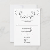 Modernes Herz Schwarz-Weiß-Minimal-Hochzeit RSVP (Vorderseite)