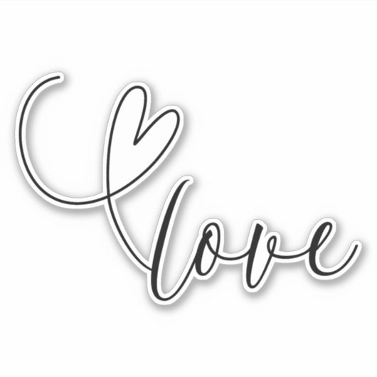 Modernes Herz Schwarz-weiße Hochzeitsfeier Brautpa Aufkleber (Vorderseite)