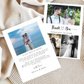 Modernes Herz-Script Hochzeit 4 Foto Collage Dankeskarte