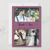 Modernes Herz-Script Hochzeit 4 Foto Collage Dankeskarte (Vorderseite)