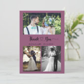 Modernes Herz-Script Hochzeit 4 Foto Collage Dankeskarte (Stehend Vorderseite)