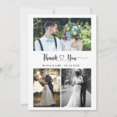 Modernes Herz-Script Hochzeit 4 Foto Collage Dankeskarte (Vorderseite)
