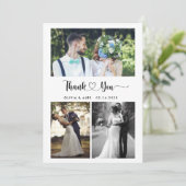 Modernes Herz-Script Hochzeit 4 Foto Collage Dankeskarte (Stehend Vorderseite)