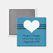 Modernes Herz speichert das Date Magnet, blau Magnet (Vorderseite/Rückseite)