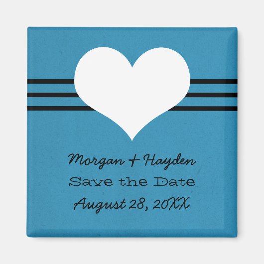 Modernes Herz speichert das Date Magnet, blau Magnet (Vorne)