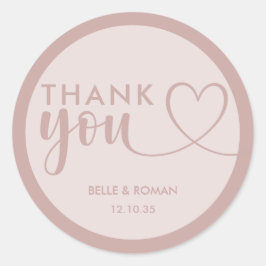 Modernes Herz Vielen Dank Kalligraphie Rose Gold Runder Aufkleber
