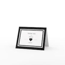 Modernes Herz Vielen Dank Note Card - schwarz und 