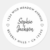 Modernes Herzbuch | MINIMALISTISCHE RÜCKSENDEADRES Runder Aufkleber (Vorderseite)