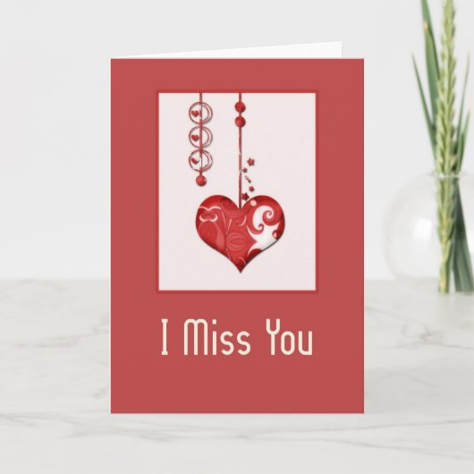 Modernes Herzdesign 2 I Miss You Card Karte (Vorderseite)