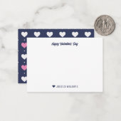 Modernes Herzdesign Blau Pink Valentinstag Mitteilungskarte (Vorderseite/Rückseite Beispiel)