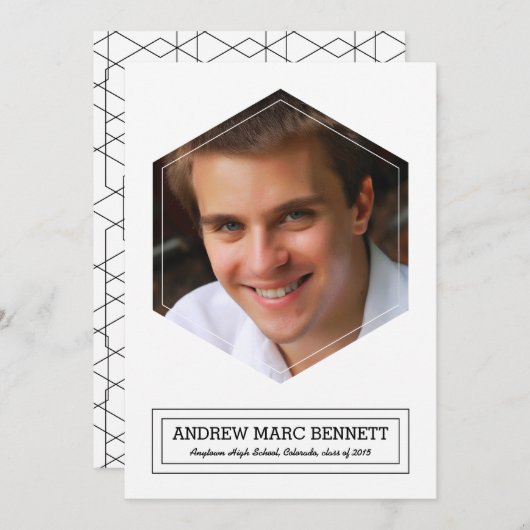 Modernes Hexagon 1 Foto Abschluss Ankündigung (Vorne/Hinten)