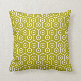 Modernes Hexagon-Bienenwaben-Muster-Chartreuse Kissen