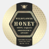 Modernes Hexagon-Filialgold Honigklee Runder Aufkleber (Vorderseite)