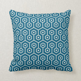 Modernes Hexagon Honeycomb Muster Aquamarin Blue Kissen