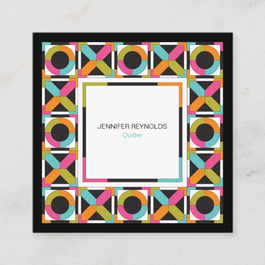 Modernes Hexagon-Steppdecken-Muster Quadratische Visitenkarte (Vorderseite)