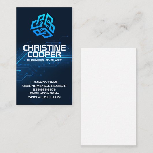 Modernes Hexagon-Tech-Logo Visitenkarte (Vorne/Hinten)