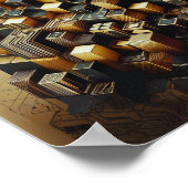 Modernes Hexagonal-Gold- und Abstrakt-Schwarz-Wall Poster (Ecke)