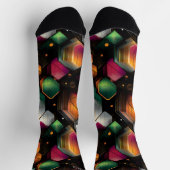 Modernes Hexagonal in Emerald, Magenta und Orange Socken (Oben)