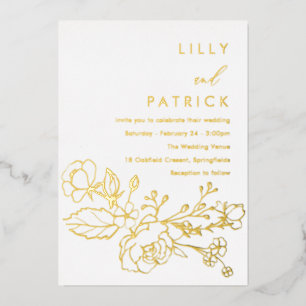 Modernes High End Wedding Echt Gold Folieneinladung