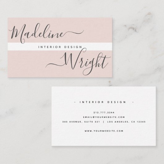 Modernes Highlight | Script Calligraphy Blush Pink Visitenkarte (Vorne/Hinten)