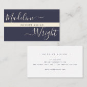 Modernes Highlight | Script Navy Ivory Luxus Visitenkarte (Vorne/Hinten)