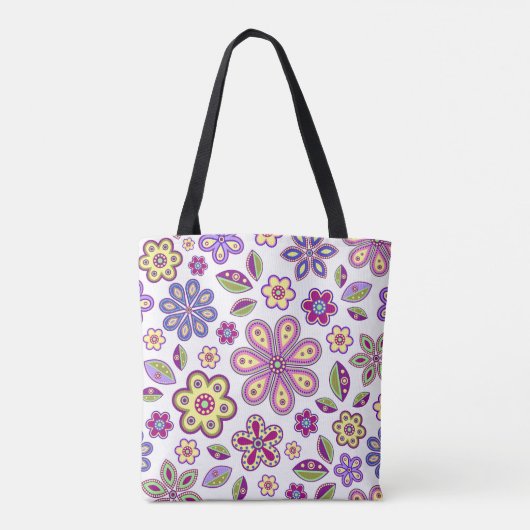 Modernes Hippie Floral Muster | Botanisch Tasche (Rückseite)