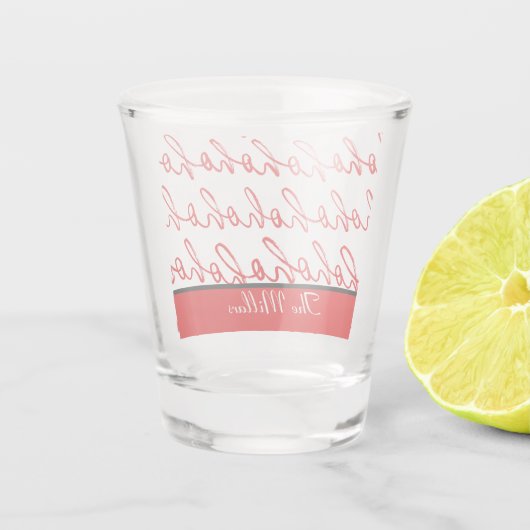 Modernes Ho Ho Ho Rot und Weiß Weihnachtsmuster Schnapsglas (Rückseite)