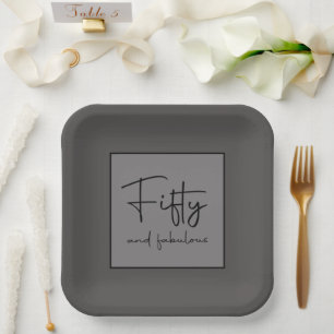 Modernes, hoch entwickeltes Skript Gray Fifty & fa Pappteller