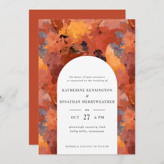 Modernes, hoch entwickeltes Terracotta Boho Weddin Einladung (Vorne/Hinten)