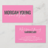 Modernes, hochrosa Haarstyllizenskript Visitenkarte (Vorne/Hinten)