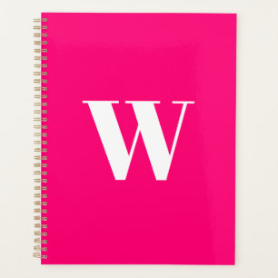 Modernes, hochrosa Monogramm-Anfangsbuchstaben Planer